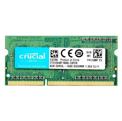 8gb ddr3l1600 sodimm|Crucial 8GB Single DDR3L 1600 SODIMM CL11 1.35V Laptop .